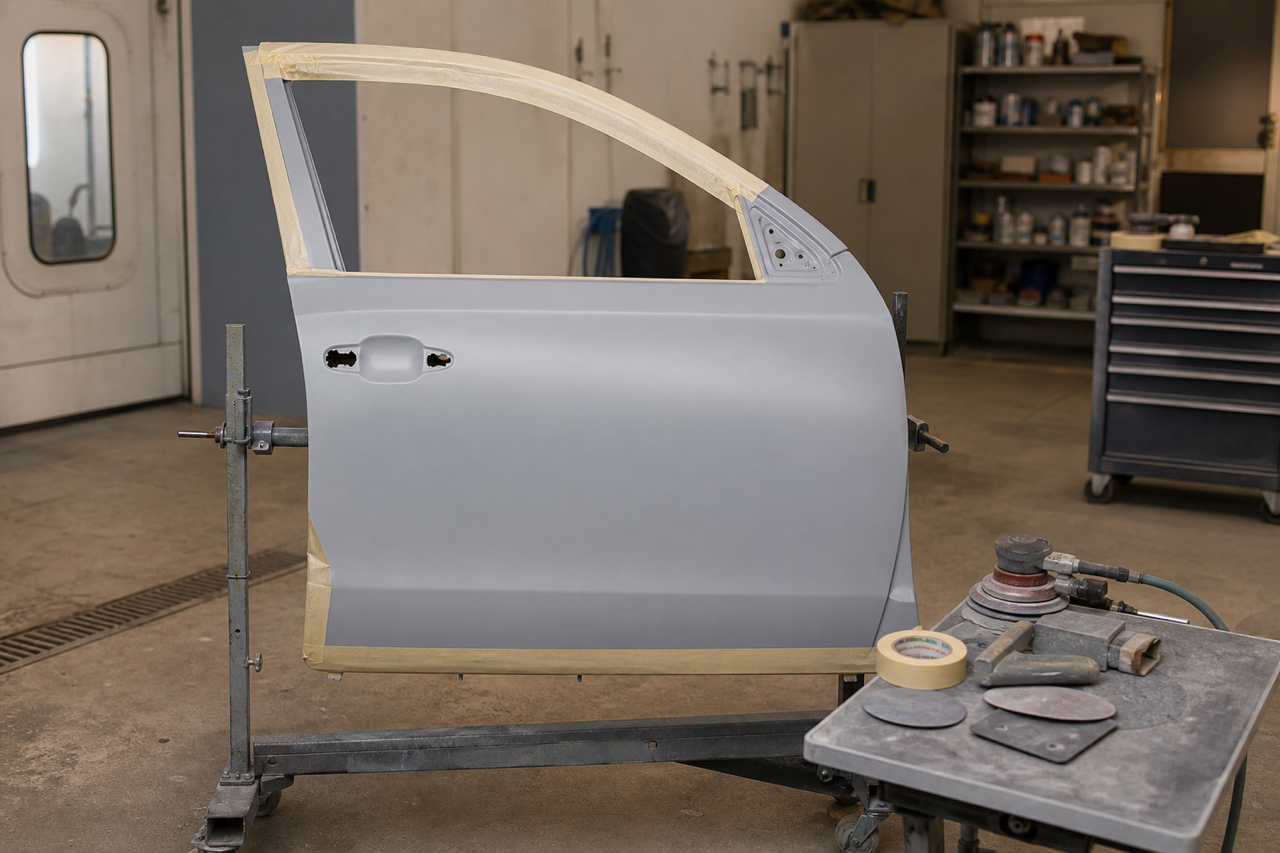 藤野自動車鈑金の作業場